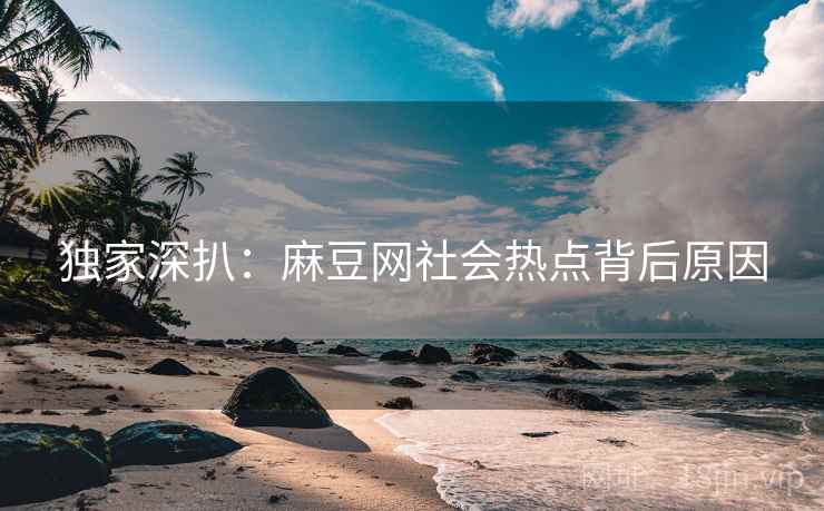 独家深扒：麻豆网社会热点背后原因