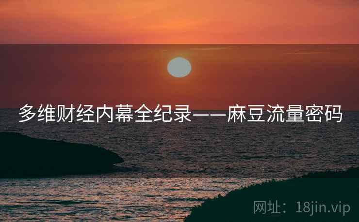 多维财经内幕全纪录——麻豆流量密码